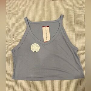 aeropostale women’s light pastel blue ribbed wear 2 ways cropped tank NWT